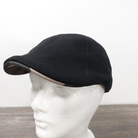 Boston Scally Co Hat Flat Cap Fitted Mens Small Black Camo Brim Ivy Olive - Picture 1 of 11
